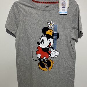 Disney Women's Gray Minnie Mouse Heather Graphic T-Shirt Size Large NWT